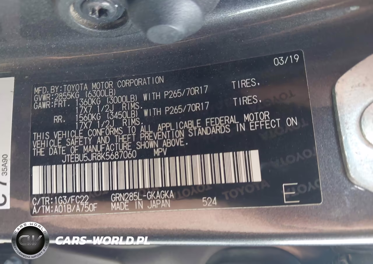 2019 Toyota 4Runner Trd Off Road VIN:JTEBU5JR8K5687060 - 9