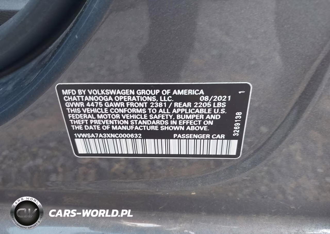 2022 Volkswagen Passat 2.0T Se VIN:1VWSA7A3XNC000632 - 9