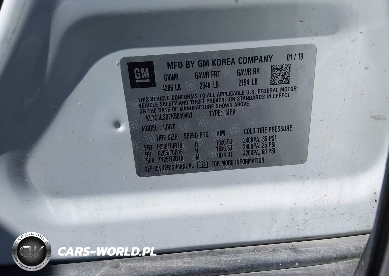 2019 Chevrolet Trax Lt VIN:KL7CJLSB7KB849461 - 9