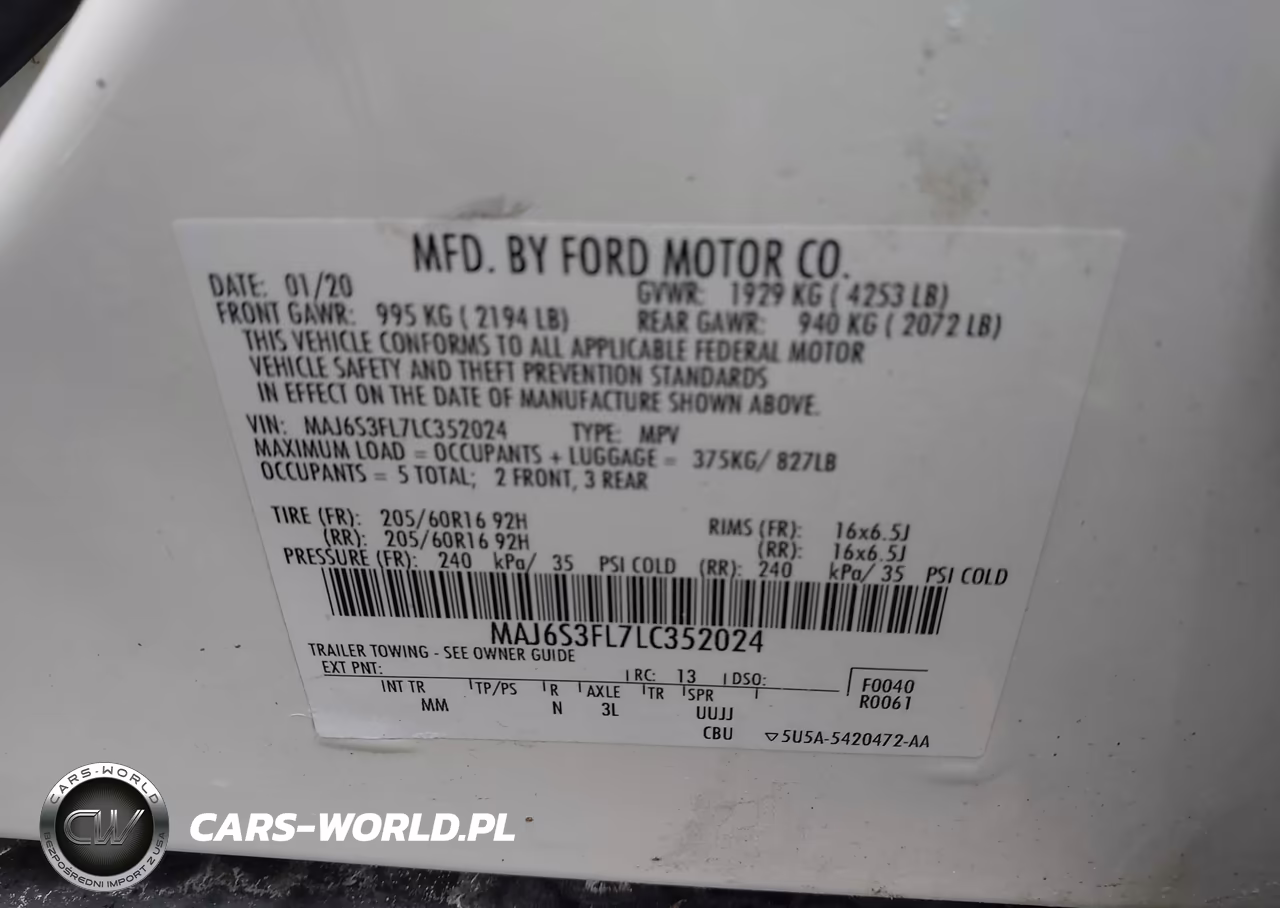 2020 Ford Ecosport S VIN:MAJ6S3FL7LC352024 - 9