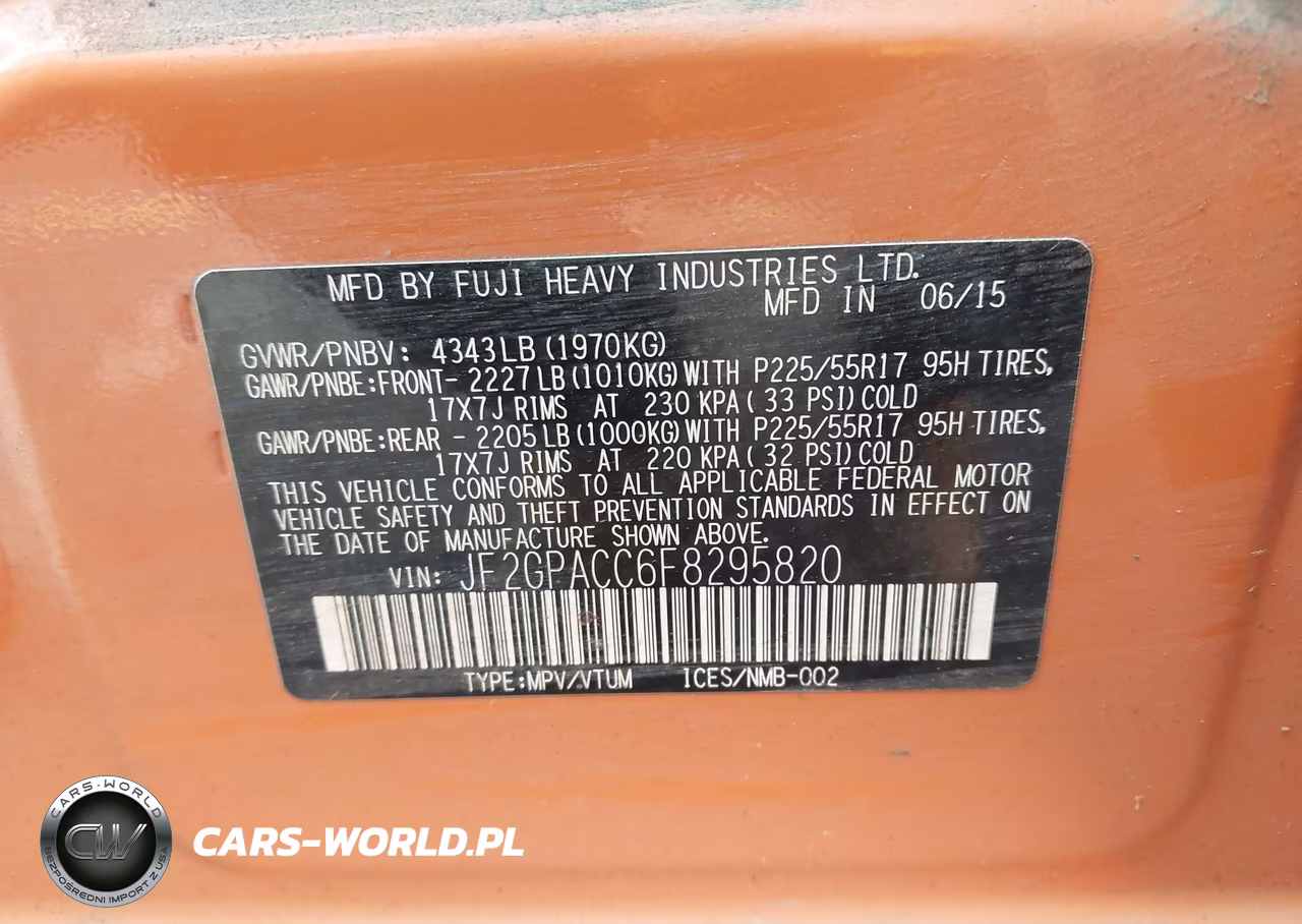 2015 Subaru Xv Crosstrek 2.0I Premium VIN:JF2GPACC6F8295820 - 9