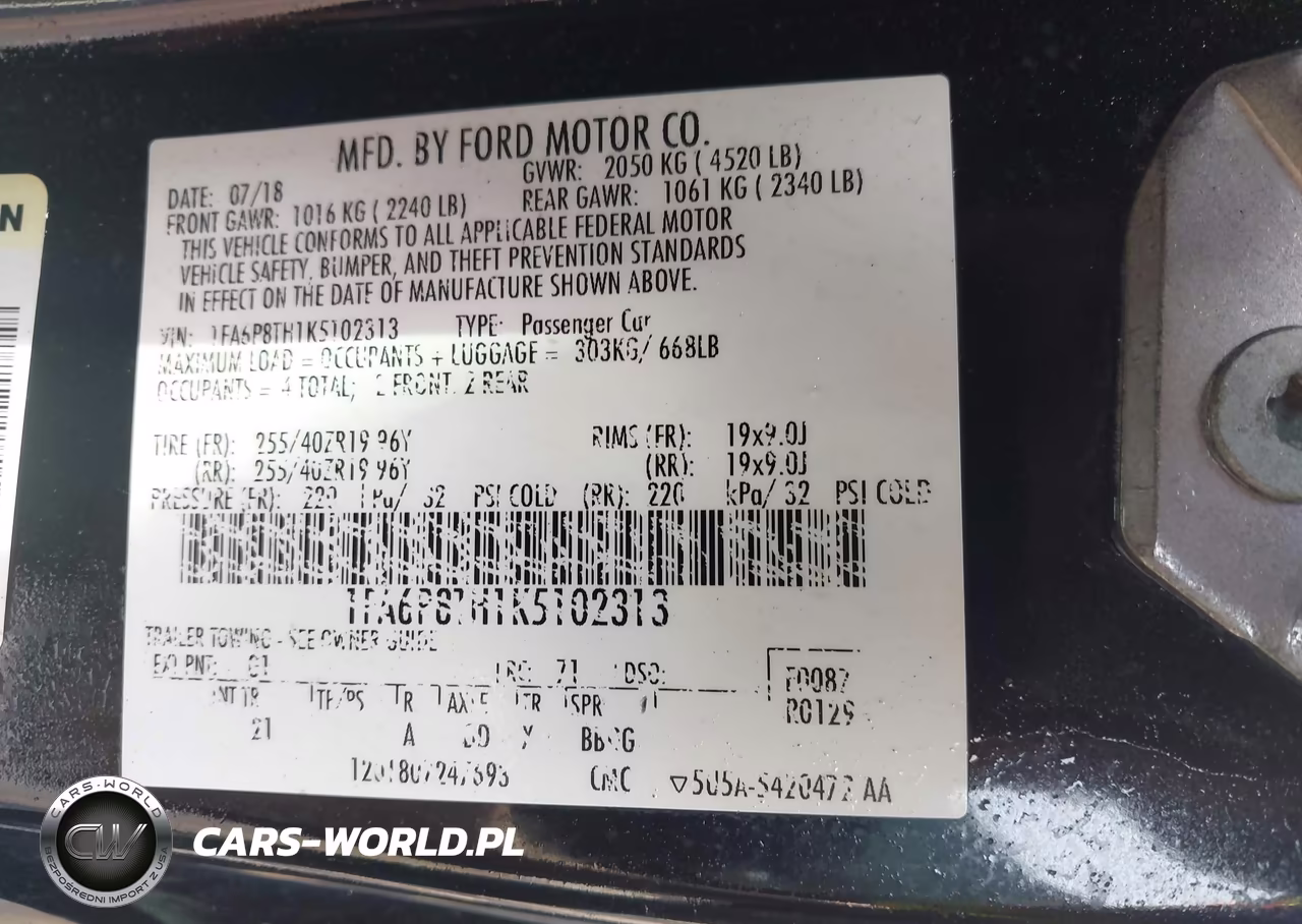 2019 Ford Mustang Ecoboost VIN:1FA6P8TH1K5102313 - 9