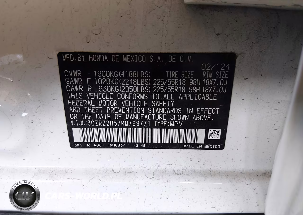 2024 Honda Hr-V Awd Sport-Awd Sport W-O Bsi VIN:3CZRZ2H57RM769771 - 9