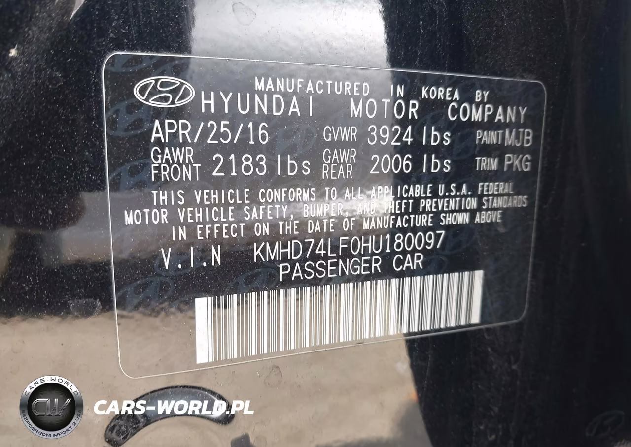 2017 Hyundai Elantra Se VIN:KMHD74LF0HU180097 - 9