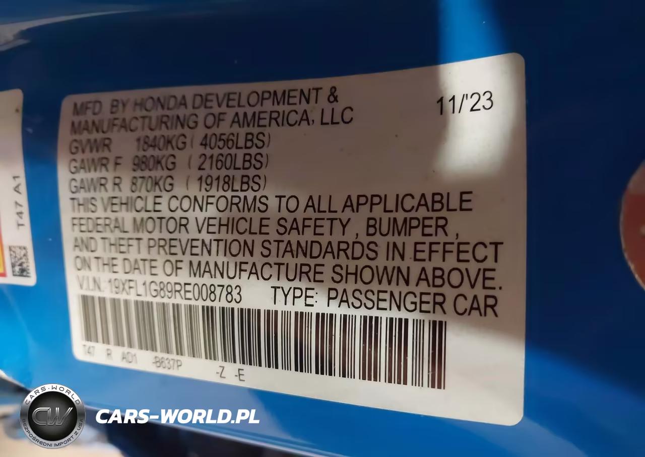 2024 Honda Civic Sport Touring VIN:19XFL1G89RE008783 - 9