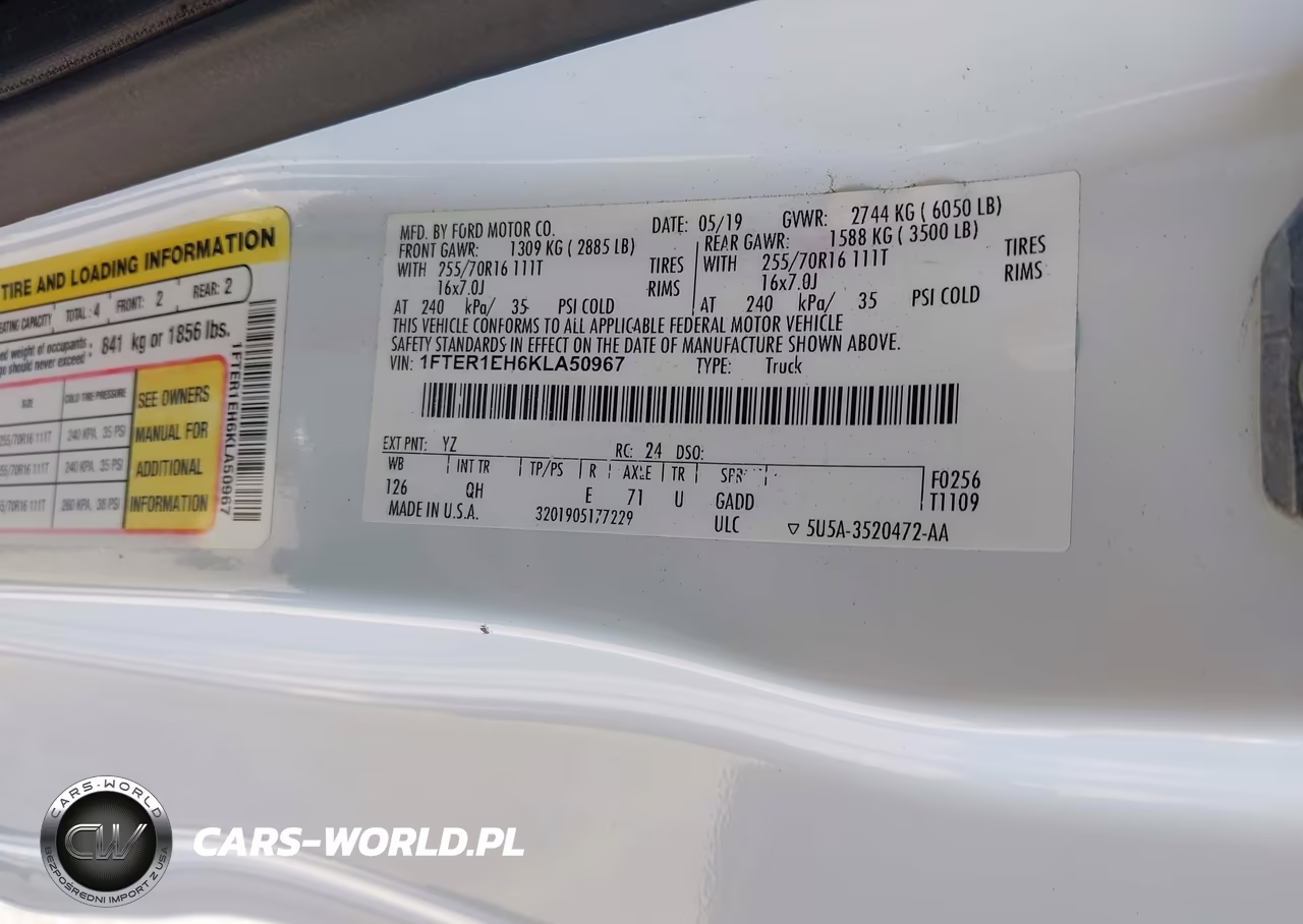 2019 Ford Ranger Xl VIN:1FTER1EH6KLA50967 - 9