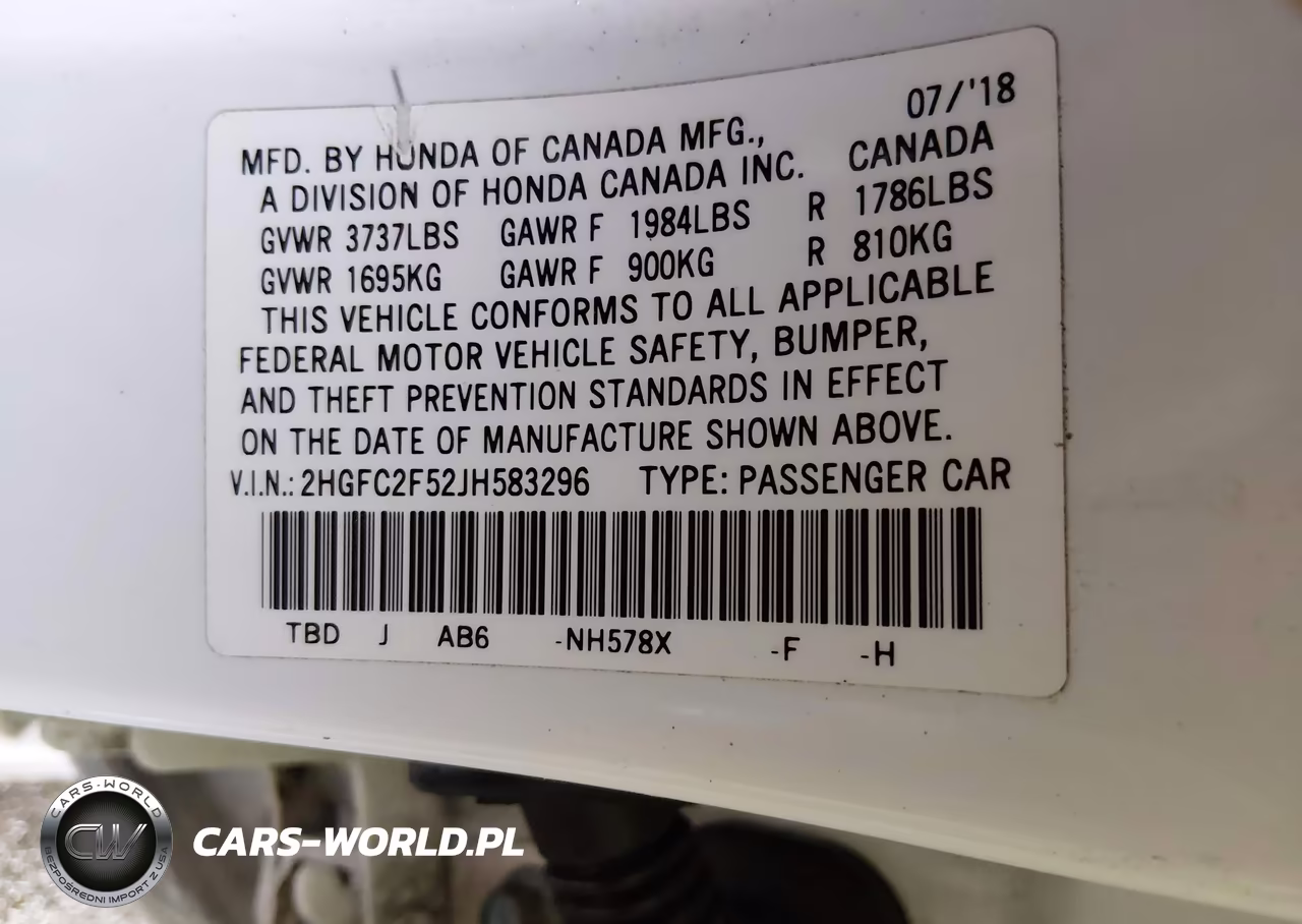 2018 Honda Civic Lx VIN:2HGFC2F52JH583296 - 9