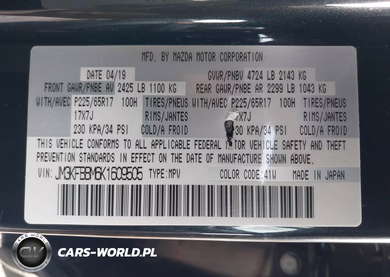 2019 Mazda Cx-5 Sport VIN:JM3KFBBM6K1609505 - 9