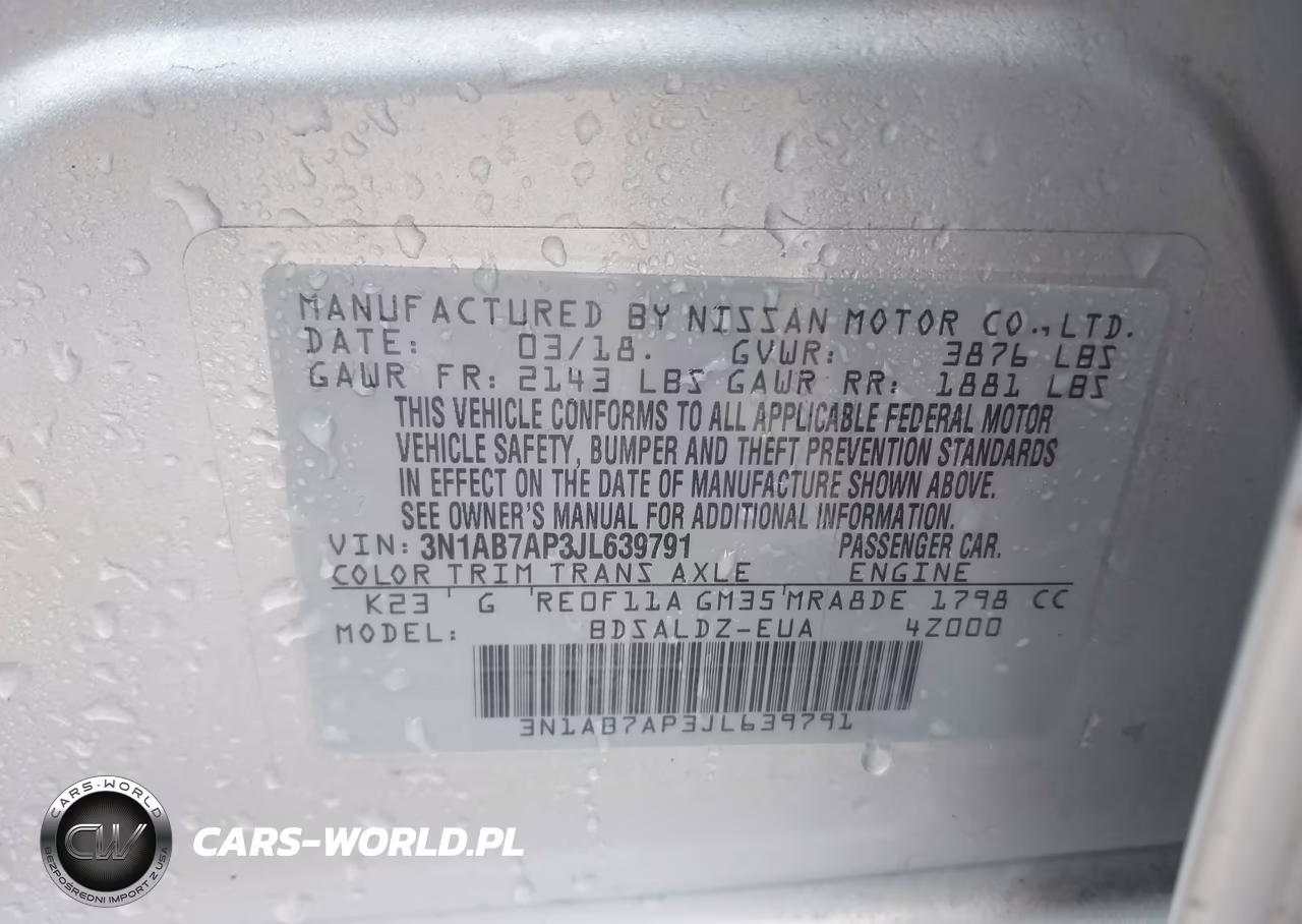 2018 Nissan Sentra Sv VIN:3N1AB7AP3JL639791 - 9