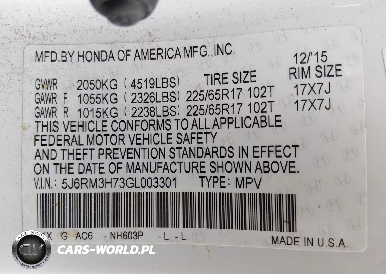 2016 Honda Cr-V Ex-L VIN:5J6RM3H73GL003301 - 9