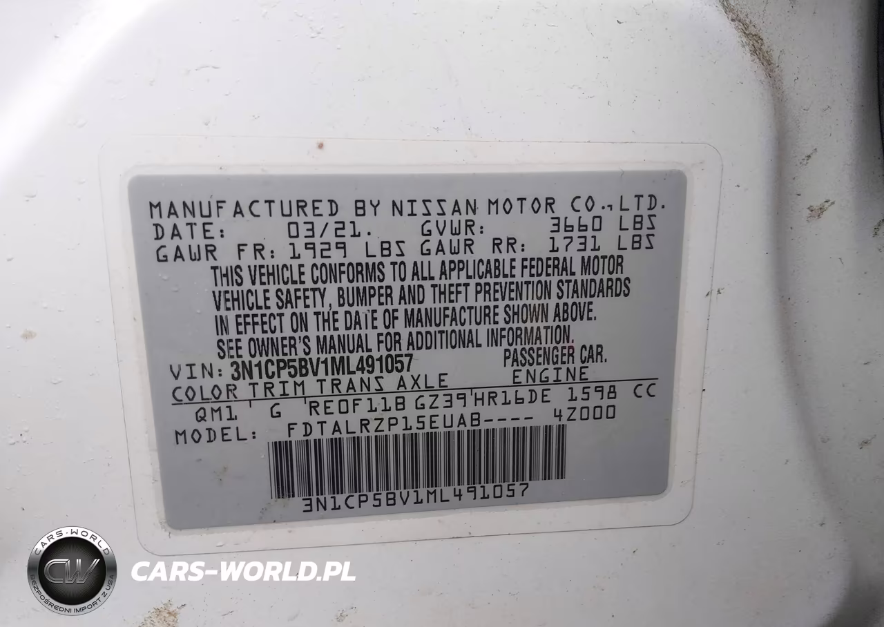 2021 Nissan Kicks S Xtronic Cvt VIN:3N1CP5BV1ML491057 - 9