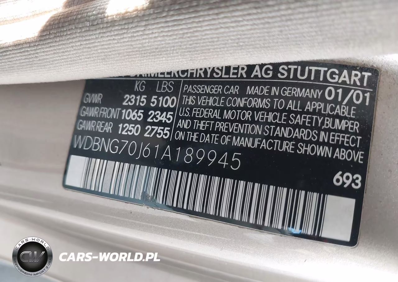 2001 Mercedes-Benz S 430 VIN:WDBNG70J61A189945 - 9