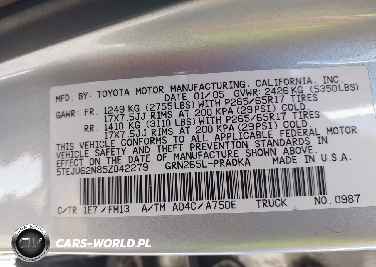 2005 Toyota Tacoma Prerunner V6 VIN:5TEJU62N85Z042279 - 9