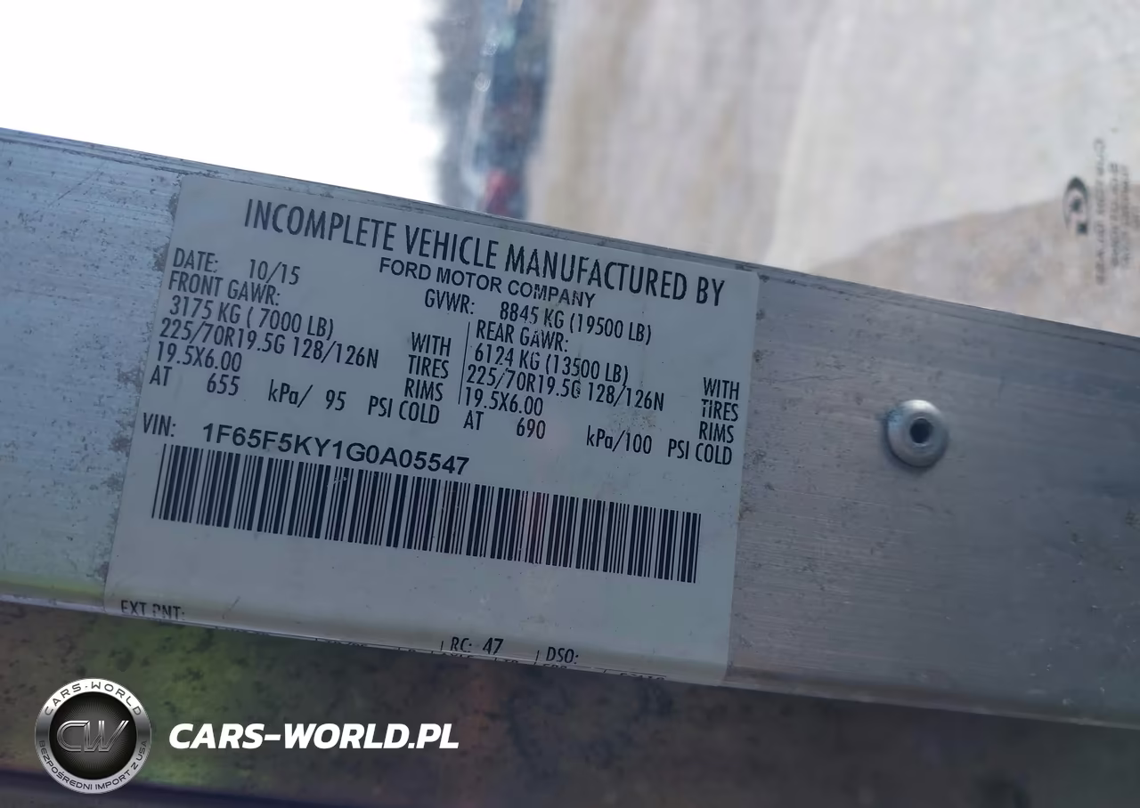 2016 Ford F-59 Commercial Stripped VIN:1F65F5KY1G0A05547 - 8