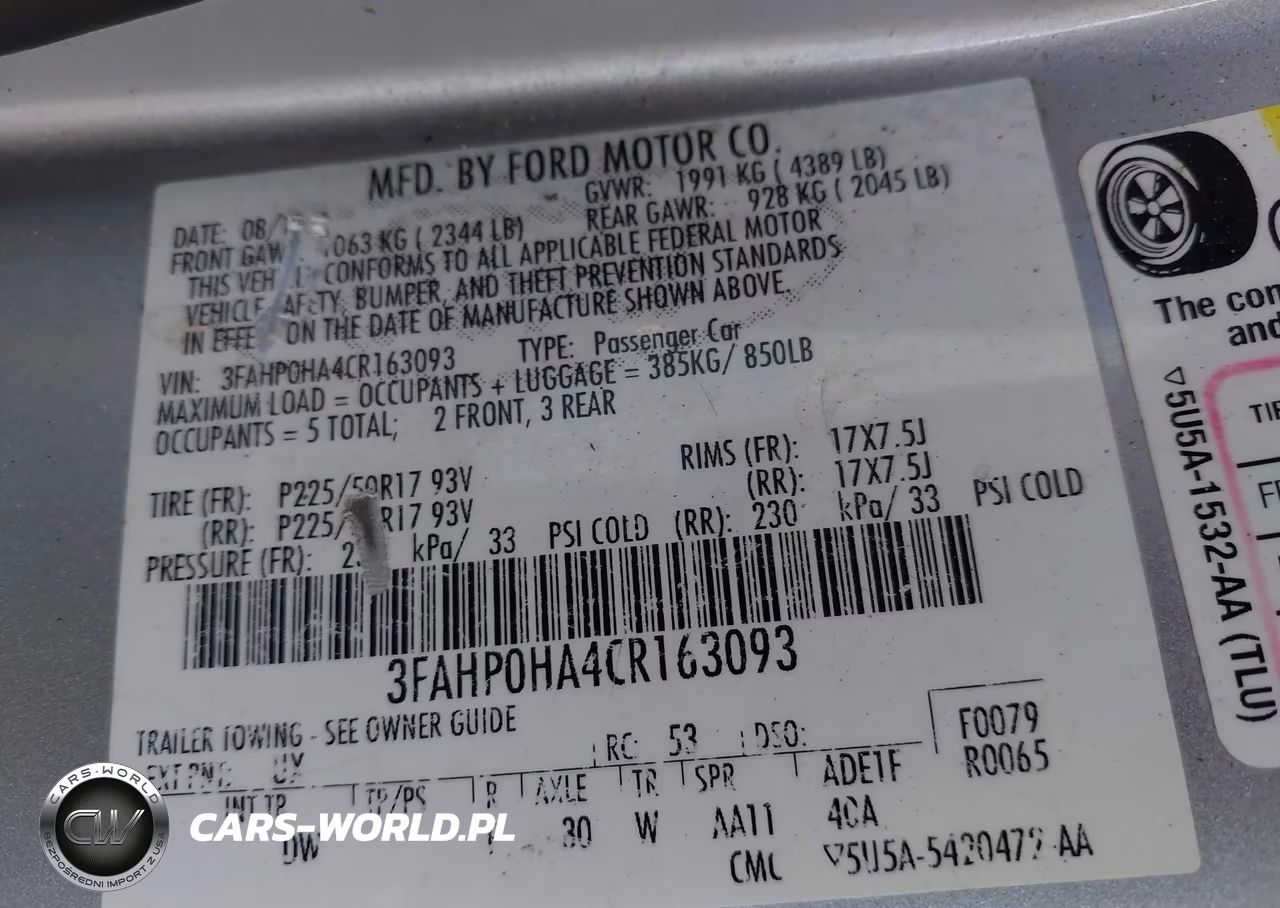 2012 Ford Fusion Se VIN:3FAHP0HA4CR163093 - 9