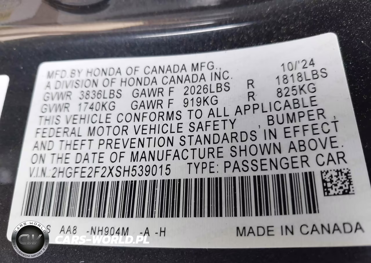 2025 Honda Civic Lx VIN:2HGFE2F2XSH539015 - 9