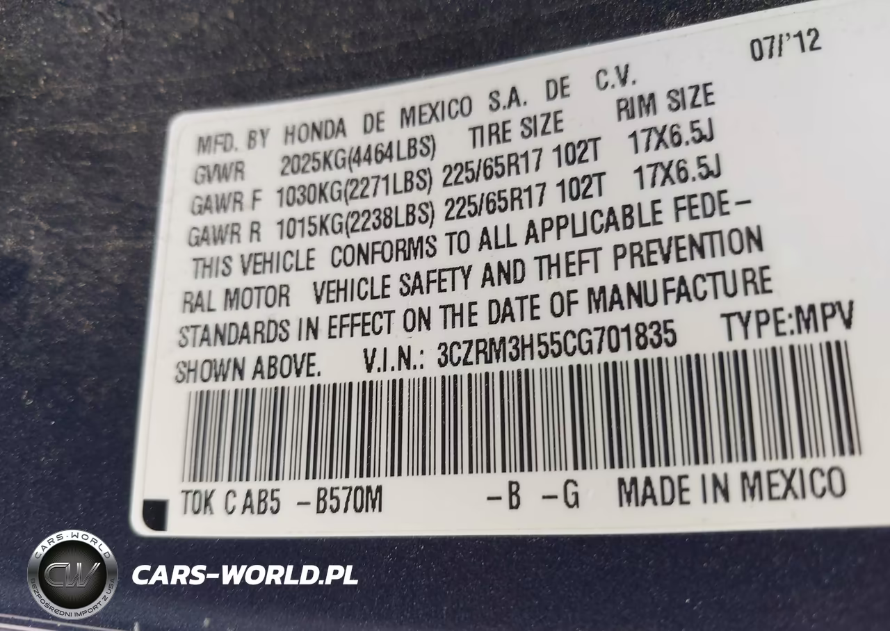 2012 Honda Cr-V Ex VIN:3CZRM3H55CG701835 - 9