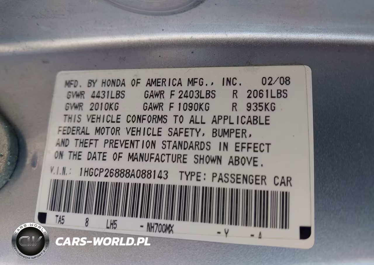 2008 Honda Accord 2.4 Ex-L VIN:1HGCP26888A088143 - 9