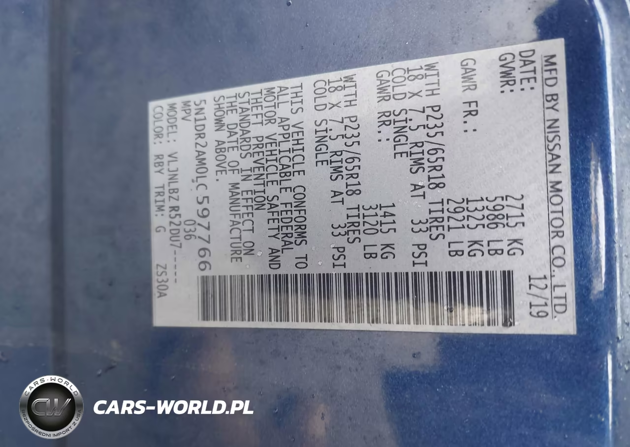 2020 Nissan Pathfinder S 4Wd VIN:5N1DR2AM0LC597766 - 9