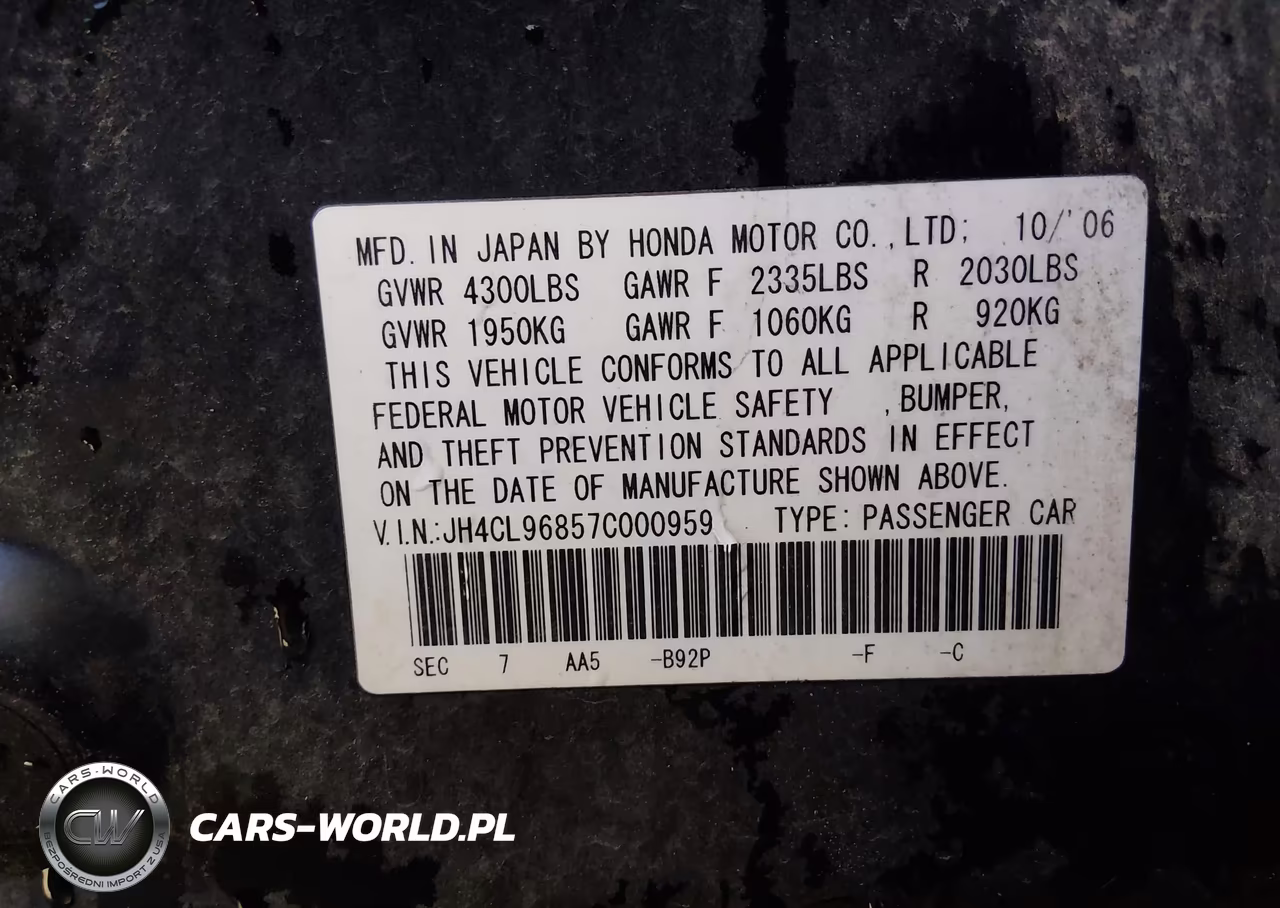 2007 Acura Tsx VIN:JH4CL96857C000959 - 9