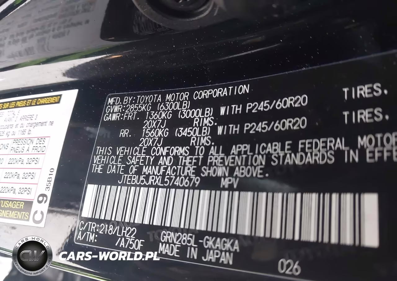 2020 Toyota 4Runner Nightshade Special Edition VIN:JTEBU5JRXL5740679 - 9