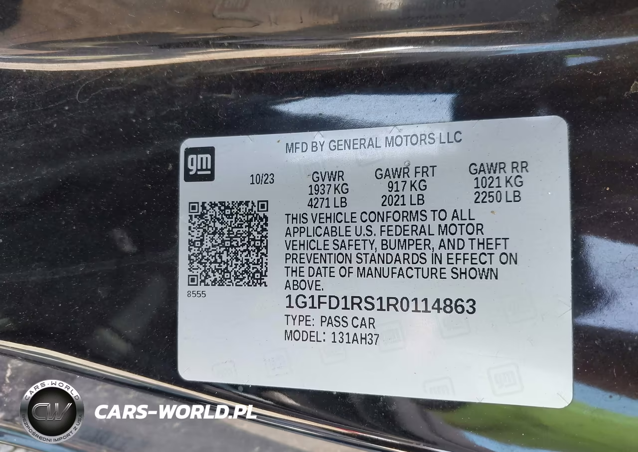 2024 Chevrolet Camaro Rwd 2Lt VIN:1G1FD1RS1R0114863 - 9