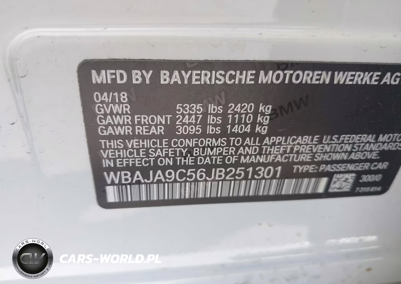 2018 BMW 530E Iperformance VIN:WBAJA9C56JB251301 - 9