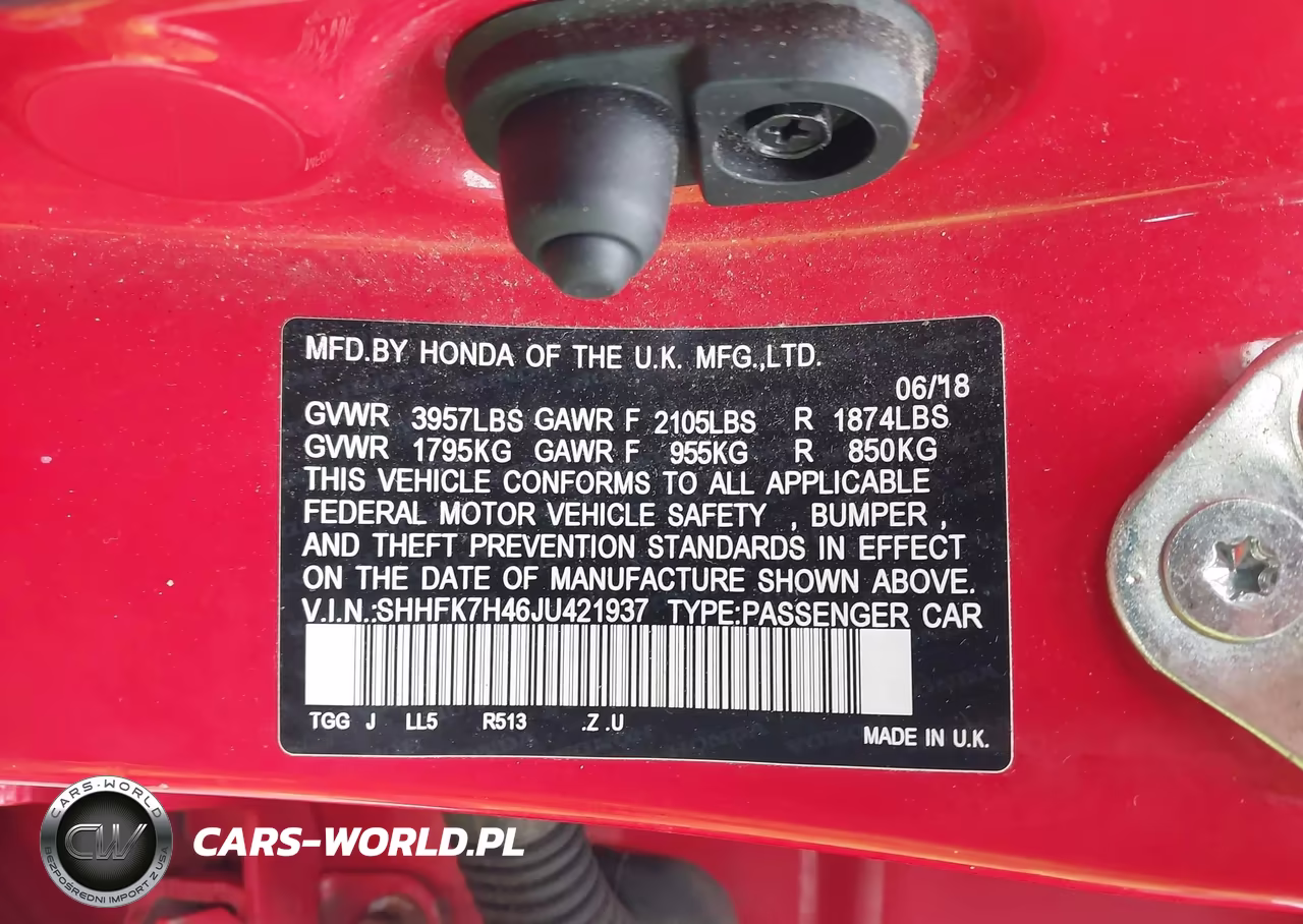 2018 Honda Civic Sport VIN:SHHFK7H46JU421937 - 9