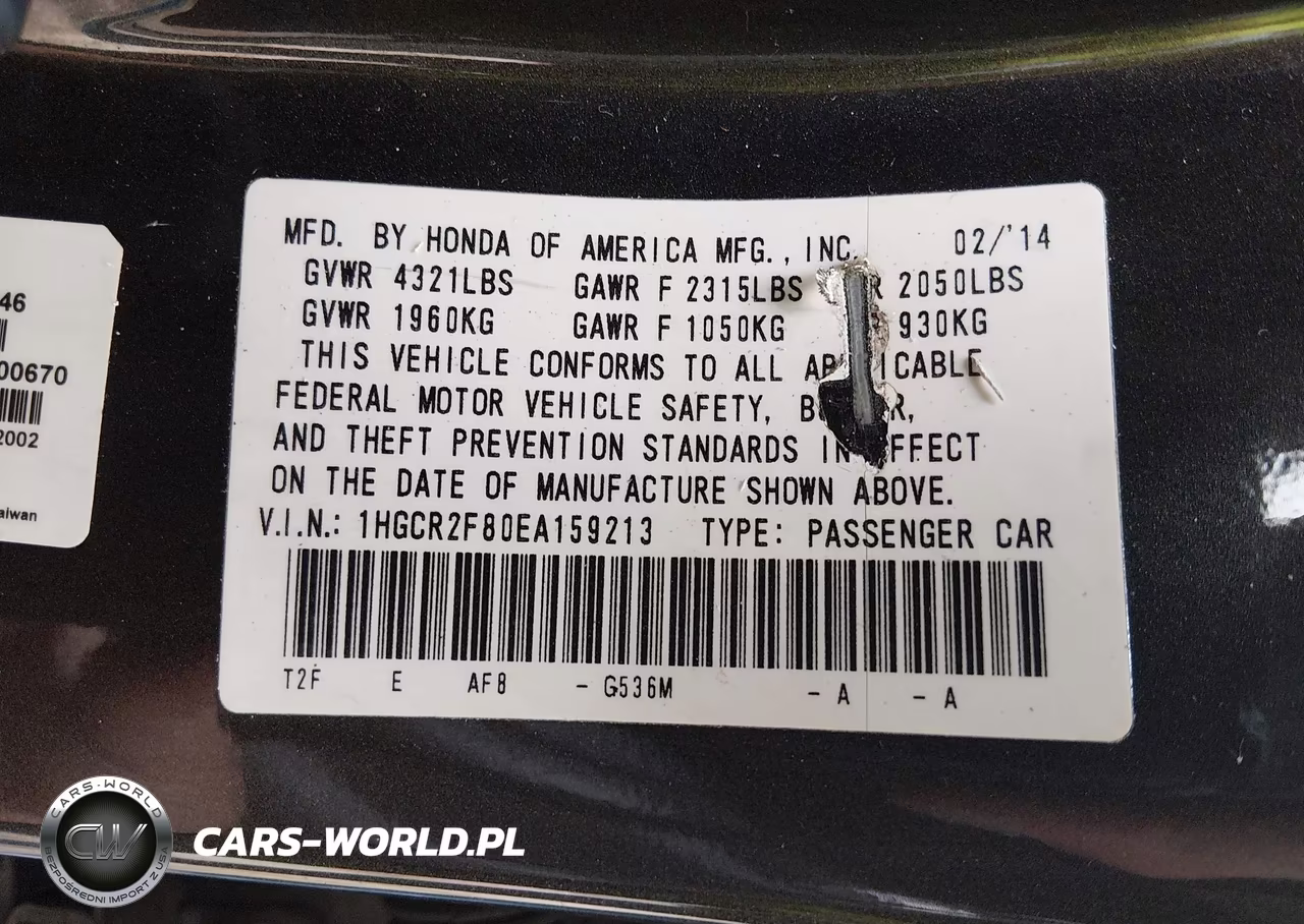 2014 Honda Accord Ex-L VIN:1HGCR2F80EA159213 - 9