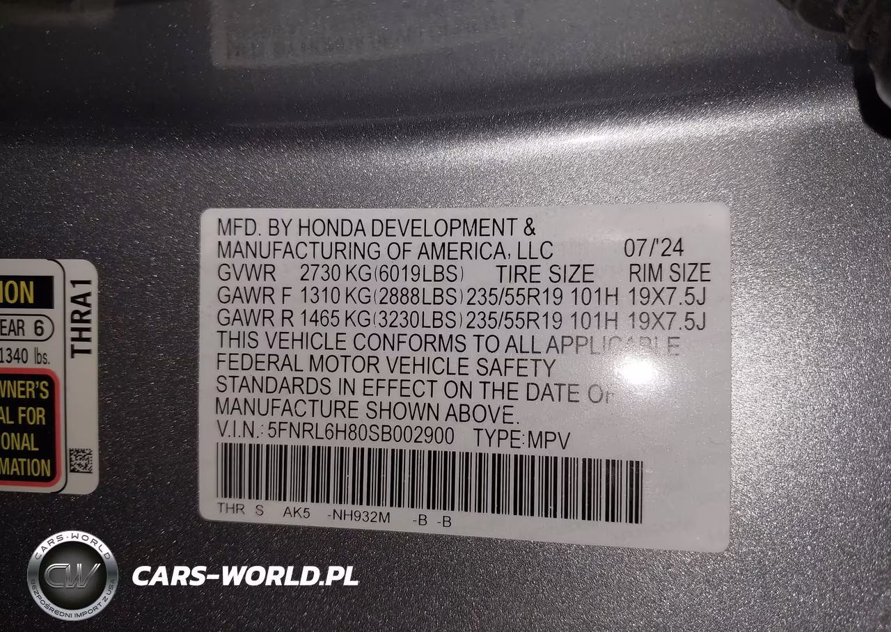2025 Honda Odyssey Touring VIN:5FNRL6H80SB002900 - 9