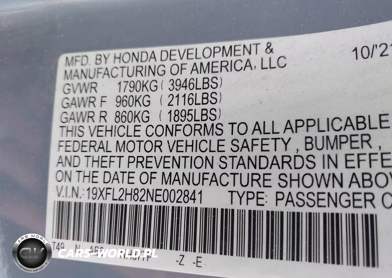 2022 Honda Civic Sport VIN:19XFL2H82NE002841 - 9