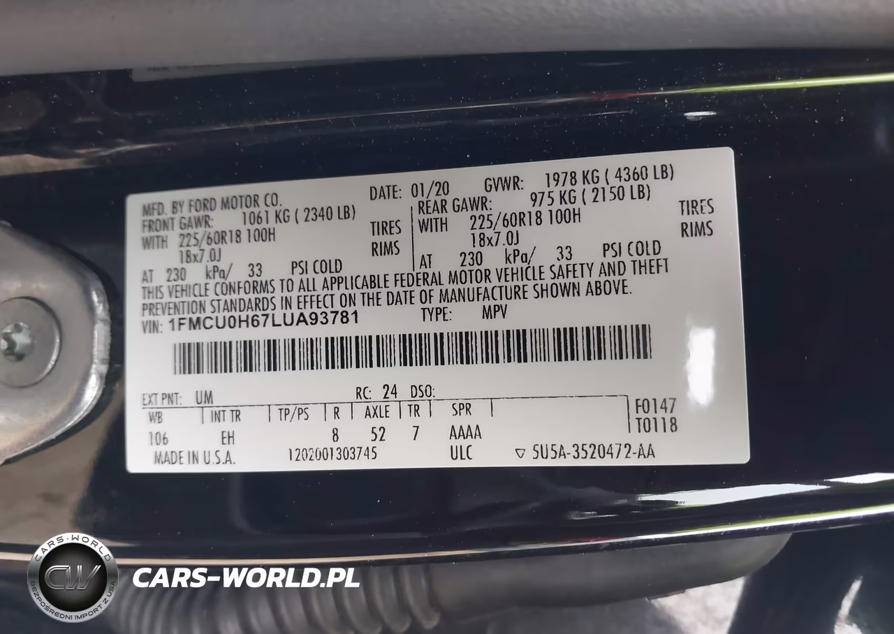 2020 Ford Escape Sel VIN:1FMCU0H67LUA93781 - 9
