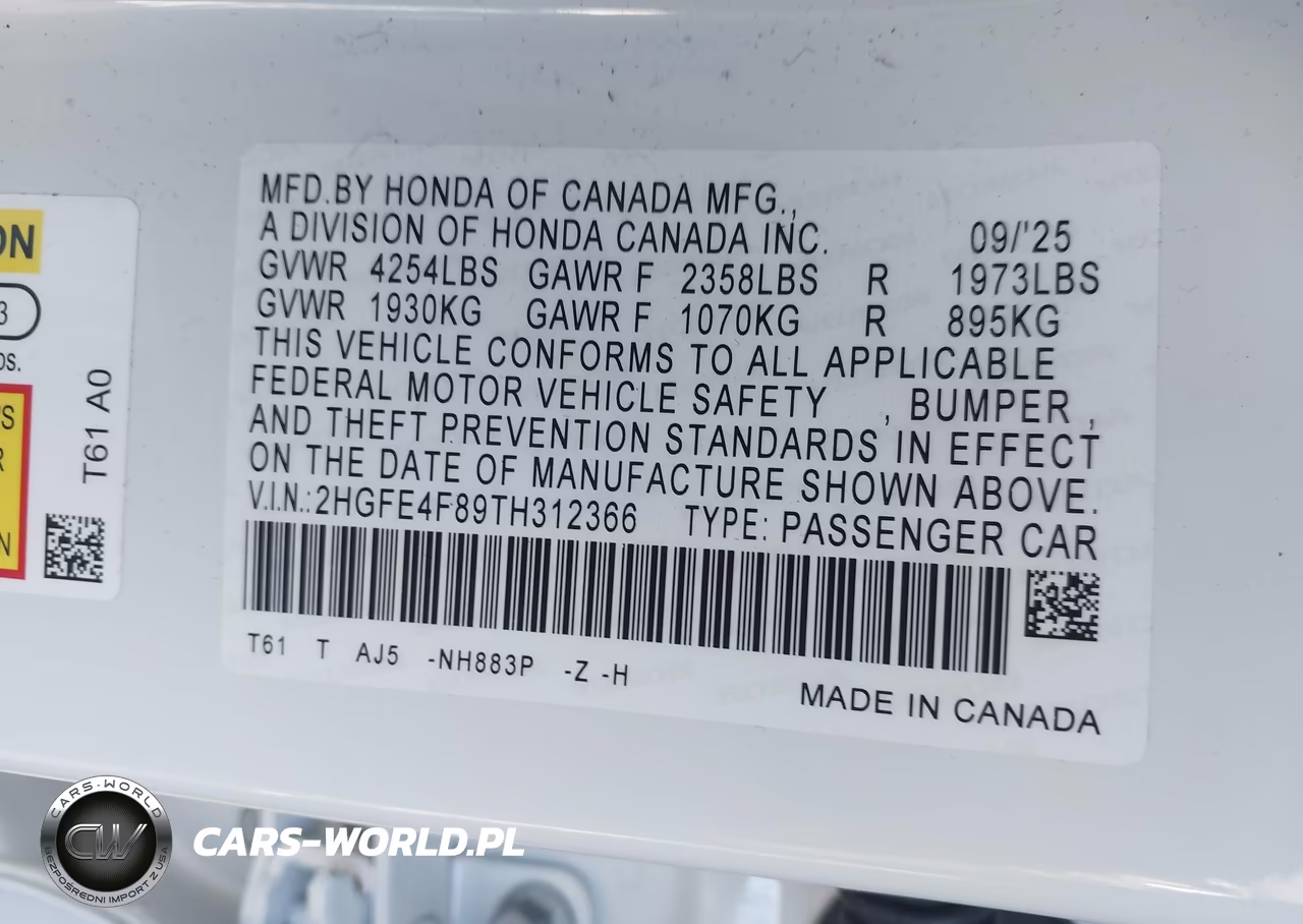 2026 Honda Civic Hybrid Sport-Sport Touring VIN:2HGFE4F89TH312366 - 9
