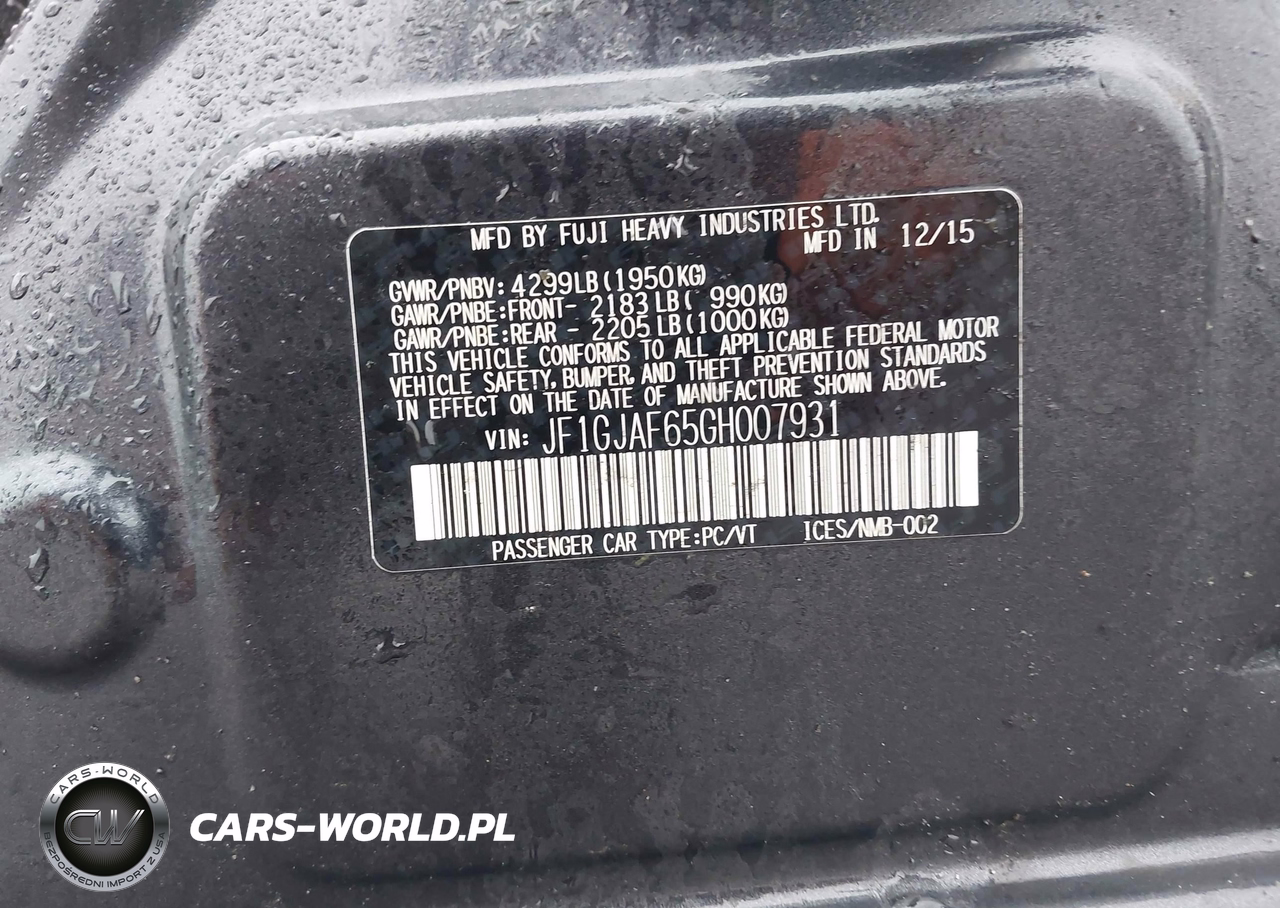 2016 Subaru Impreza 2.0I Premium VIN:JF1GJAF65GH007931 - 9
