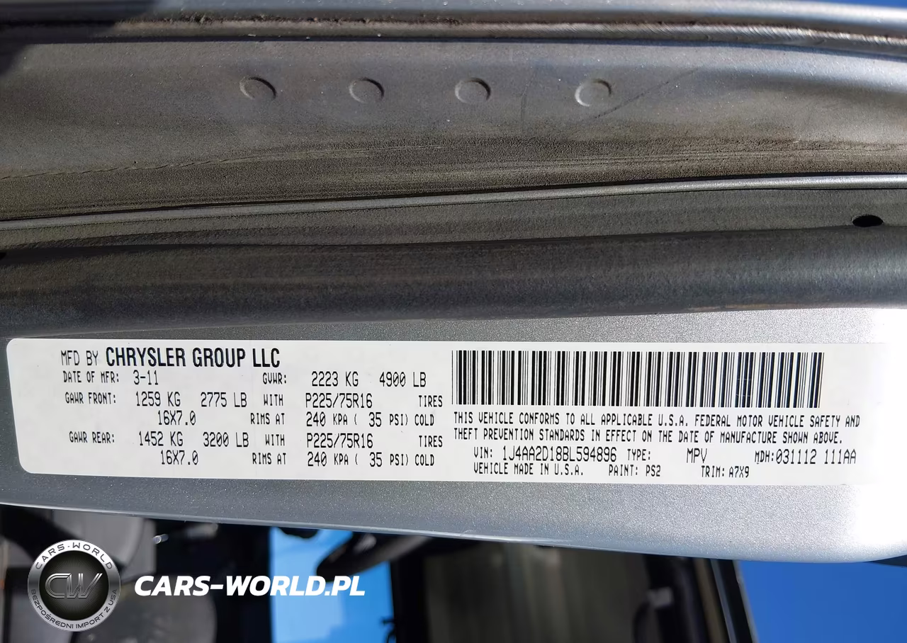 2011 Jeep Wrangler Sport VIN:1J4AA2D18BL594896 - 9