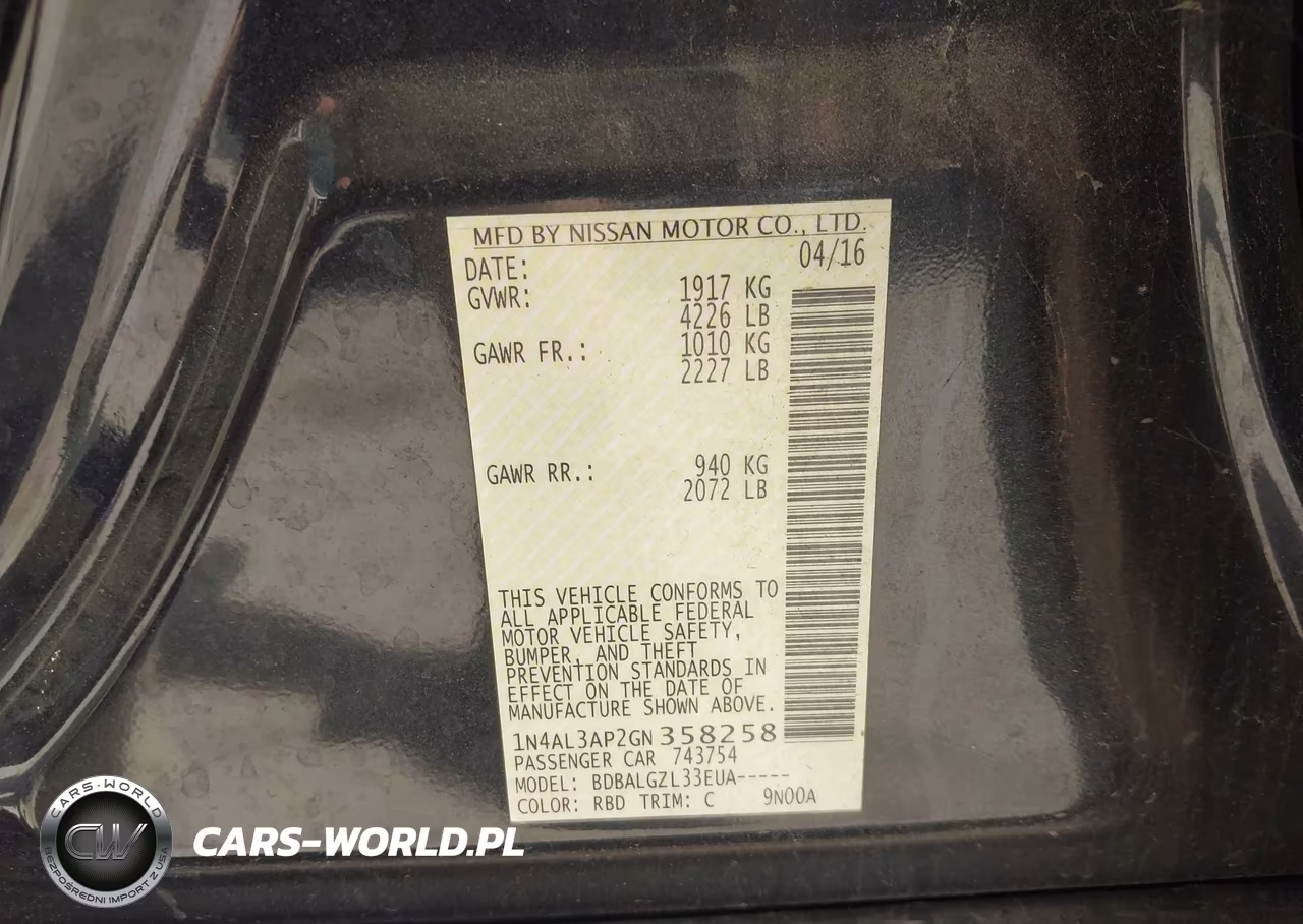 2016 Nissan Altima 2.5 S VIN:1N4AL3AP2GN358258 - 9