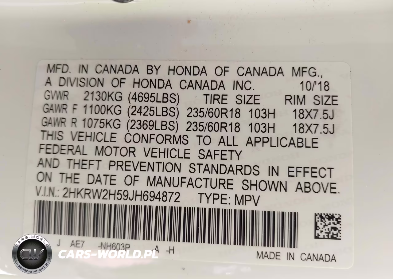 2018 Honda Cr-V Ex VIN:2HKRW2H59JH694872 - 9