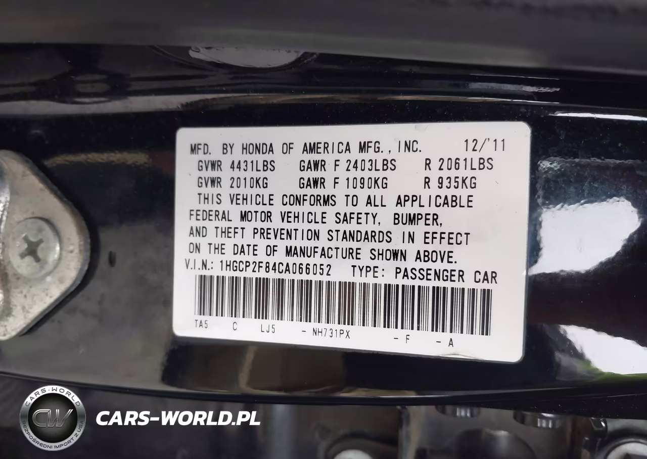 2012 Honda Accord 2.4 Ex-L VIN:1HGCP2F84CA066052 - 9