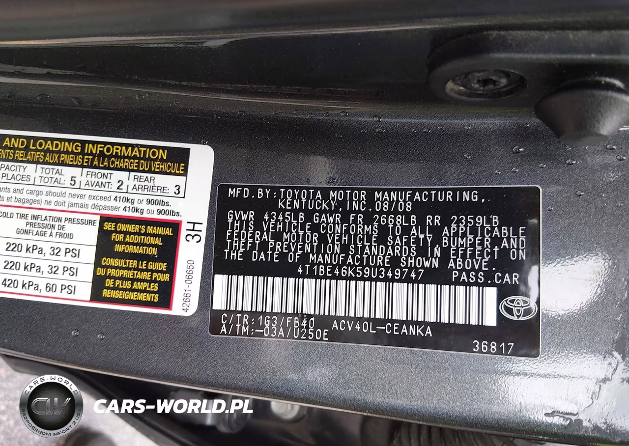 2009 Toyota Camry Le VIN:4T1BE46K59U349747 - 9