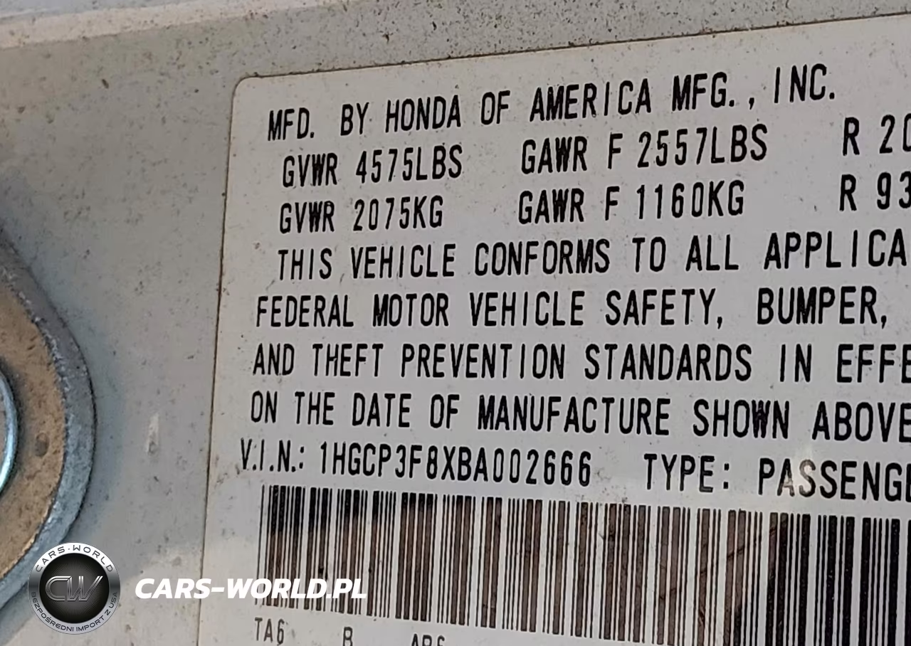 2011 Honda Accord 3.5 Ex-L VIN:1HGCP3F8XBA002666 - 9