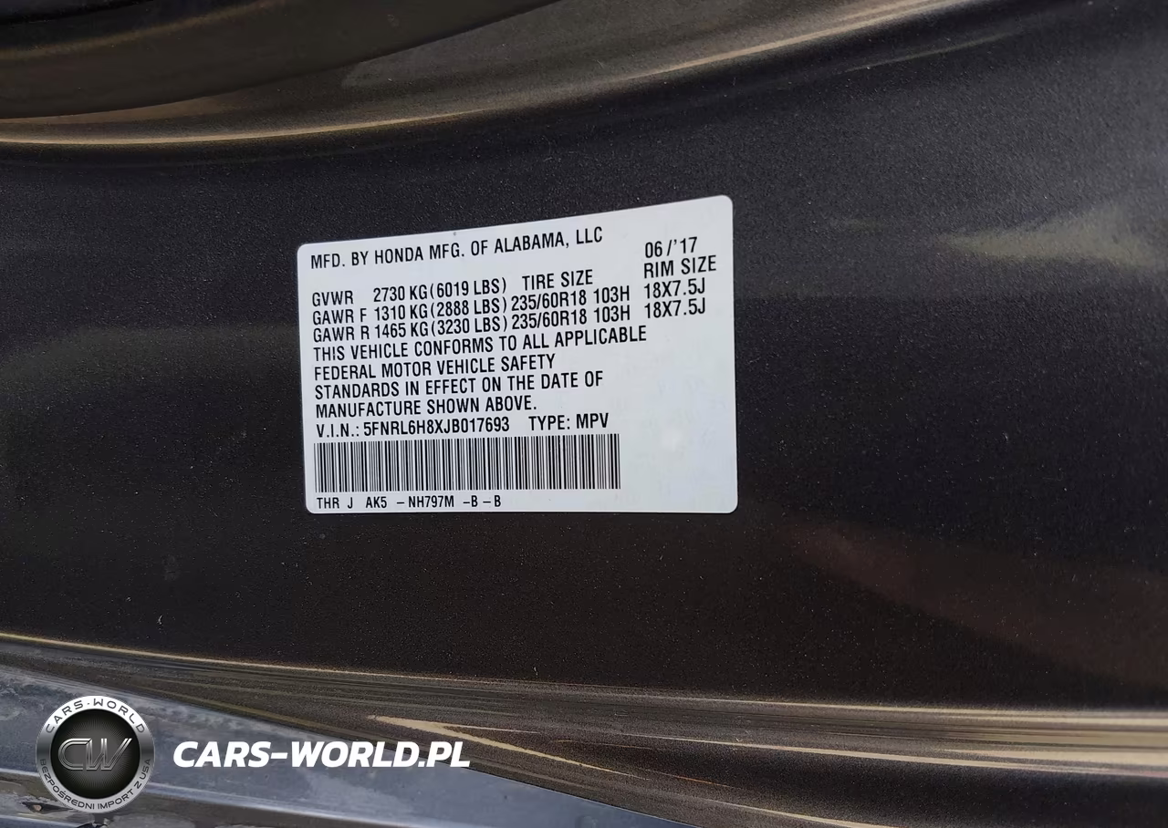 2018 Honda Odyssey Touring VIN:5FNRL6H8XJB017693 - 9
