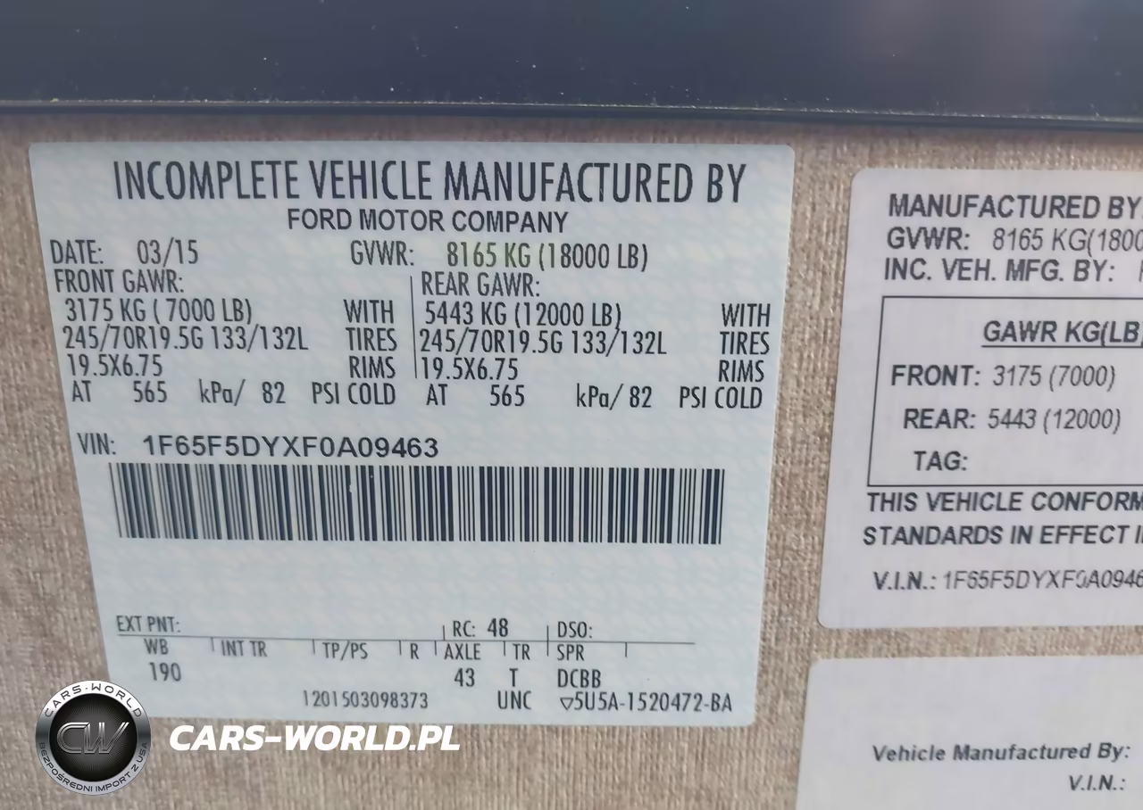 2015 Ford F53 VIN:1F65F5DYXF0A09463 - 9