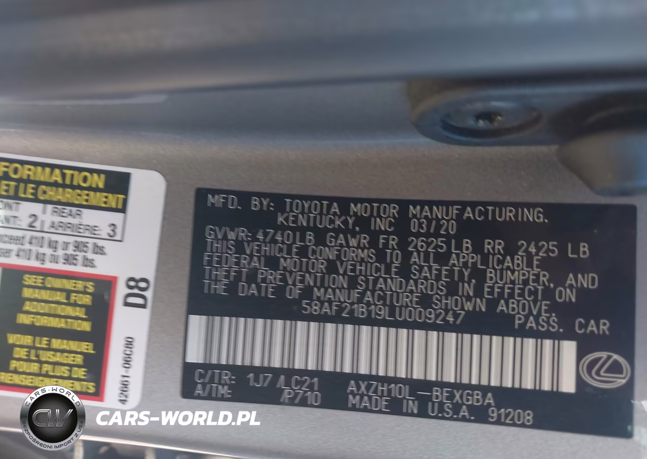 2020 Lexus Es 300H Ultra Luxury VIN:58AF21B19LU009247 - 9