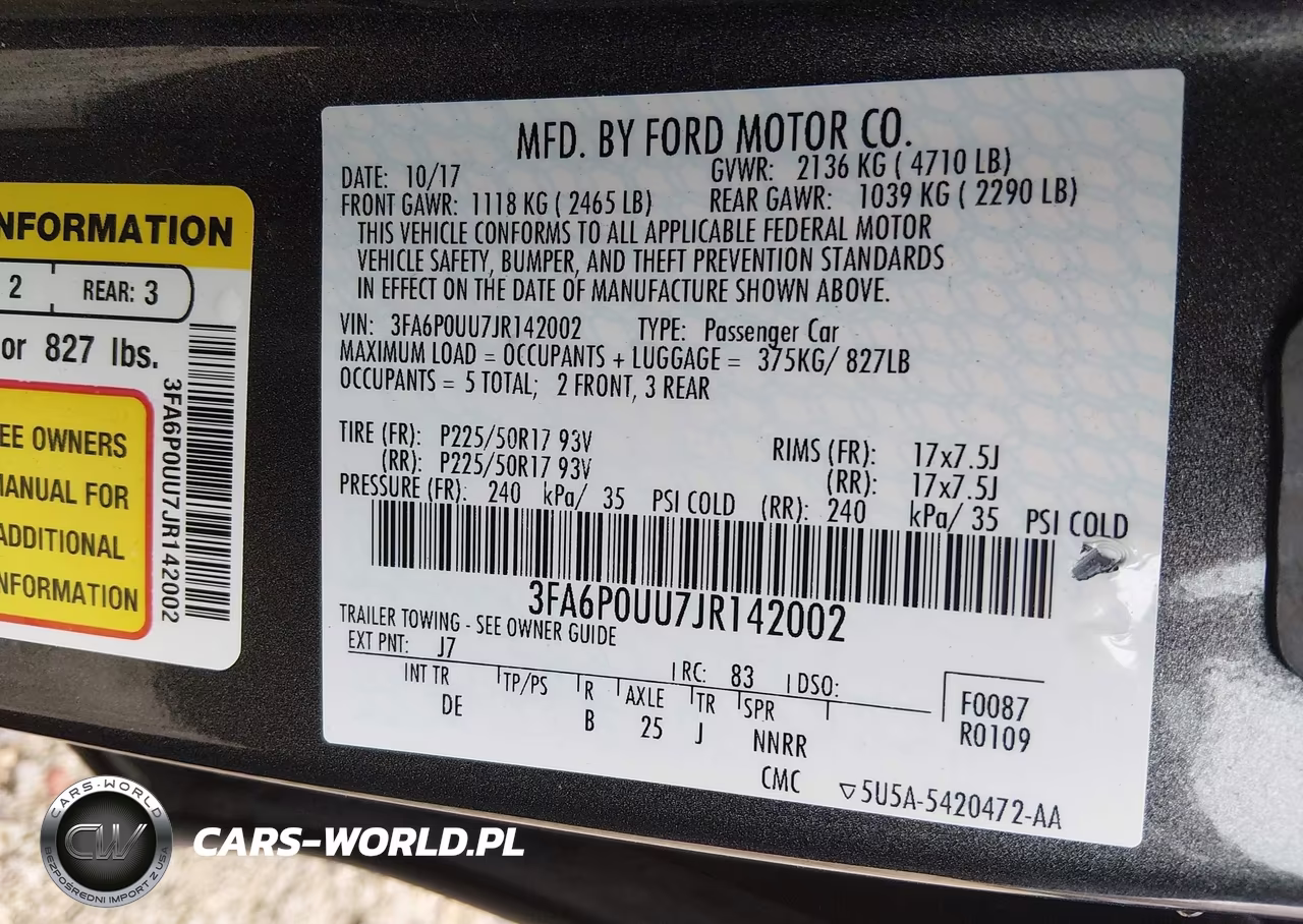 2018 Ford Fusion S Hybrid VIN:3FA6P0UU7JR142002 - 9