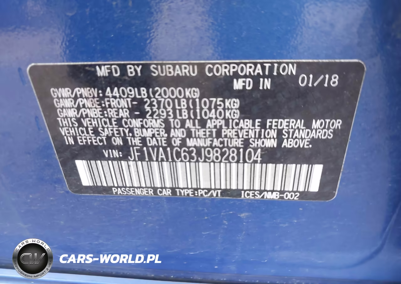 2018 Subaru Wrx Premium VIN:JF1VA1C63J9828104 - 9