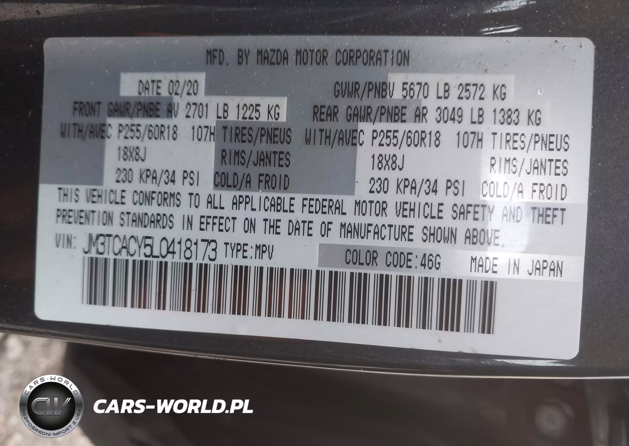 2020 Mazda Cx-9 Touring VIN:JM3TCACY5L0418173 - 9