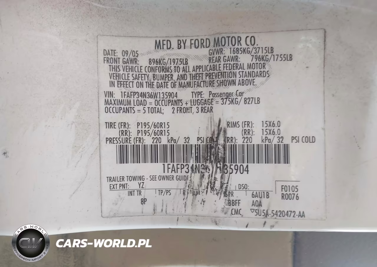 2006 Ford Focus Zx4 VIN:1FAFP34N36W135904 - 9