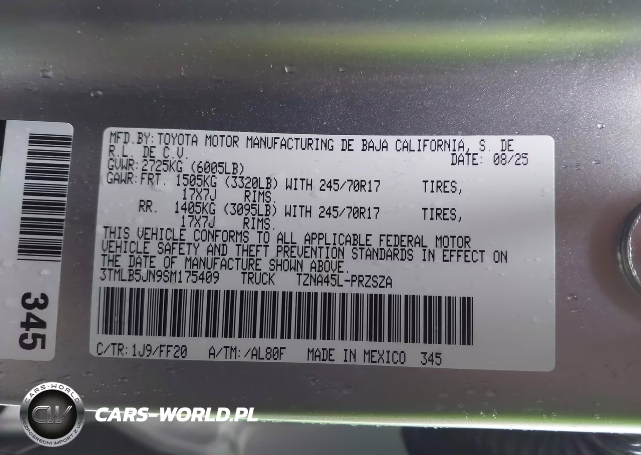 2025 Toyota Tacoma Sr5 VIN:3TMLB5JN9SM175409 - 9