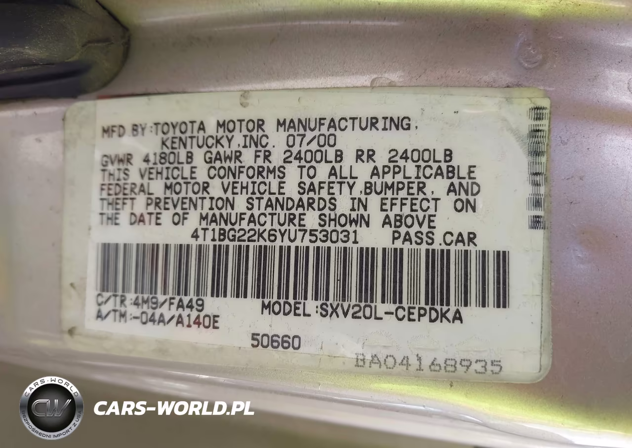 2000 Toyota Camry Ce VIN:4T1BG22K6YU753031 - 9
