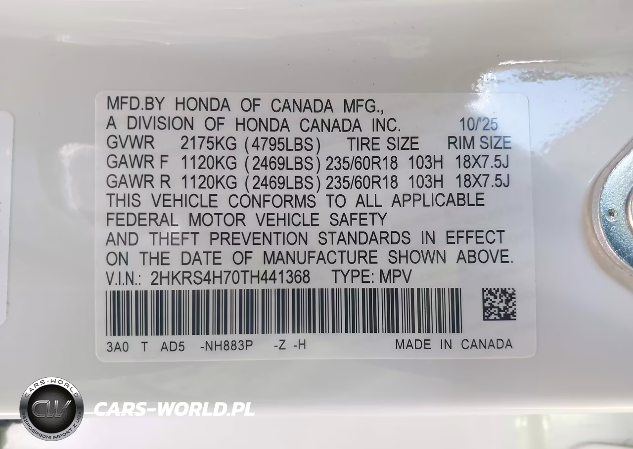2026 Honda Cr-V Ex-L Awd VIN:2HKRS4H70TH441368 - 9